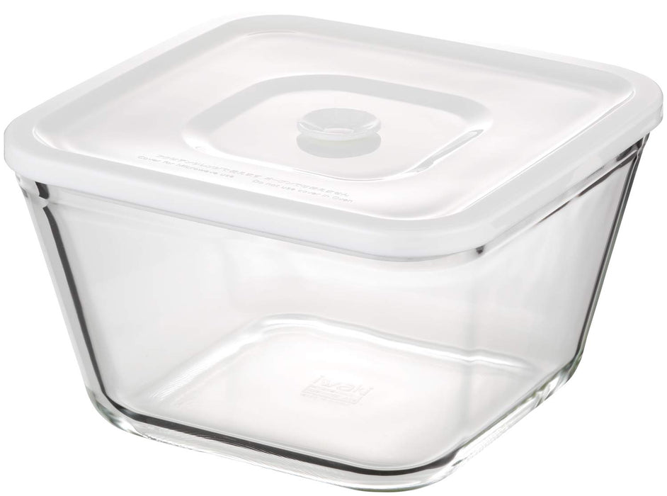 Iwaki Japan Glass Airtight Container - Heat Resistant, White, 1.5L