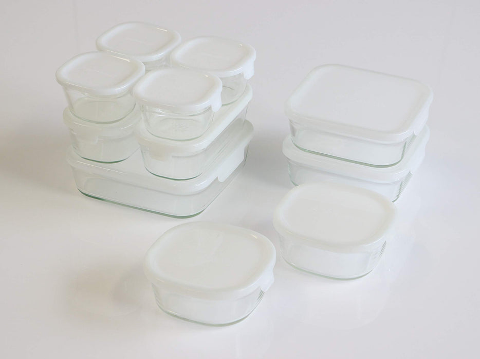 Iwaki Japan Heat Resistant Glass Storage Container Set - 11Pc, 200Ml-1200Ml