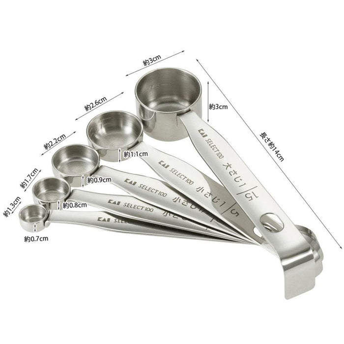 Kai Dh3101 Select100 Measuring Spoon Set 5pcs Silver