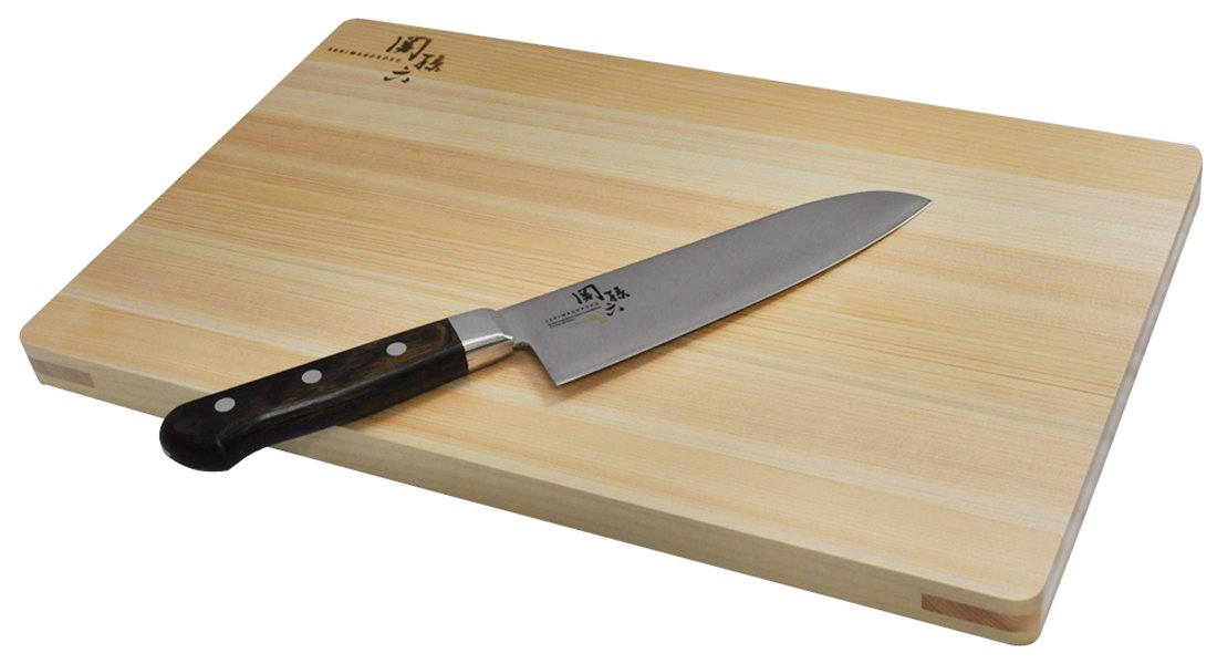 Kaiin Kai Seki Magoroku Santoku Knife 165mm & Hinoki Cutting Board Set AE5151