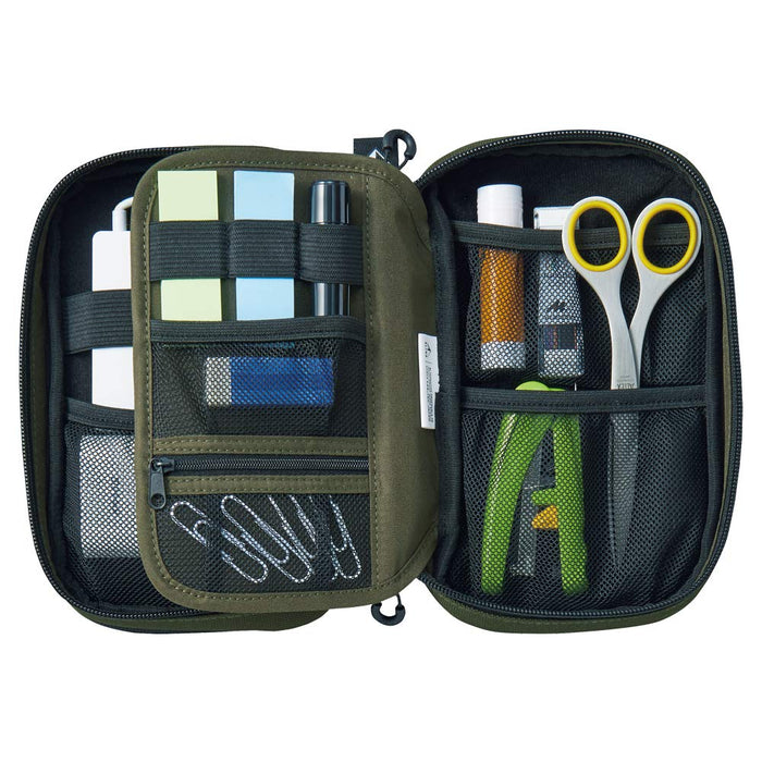 Lihit Lab Japan Cordura Double Pen Pouch Olive - A7765-22