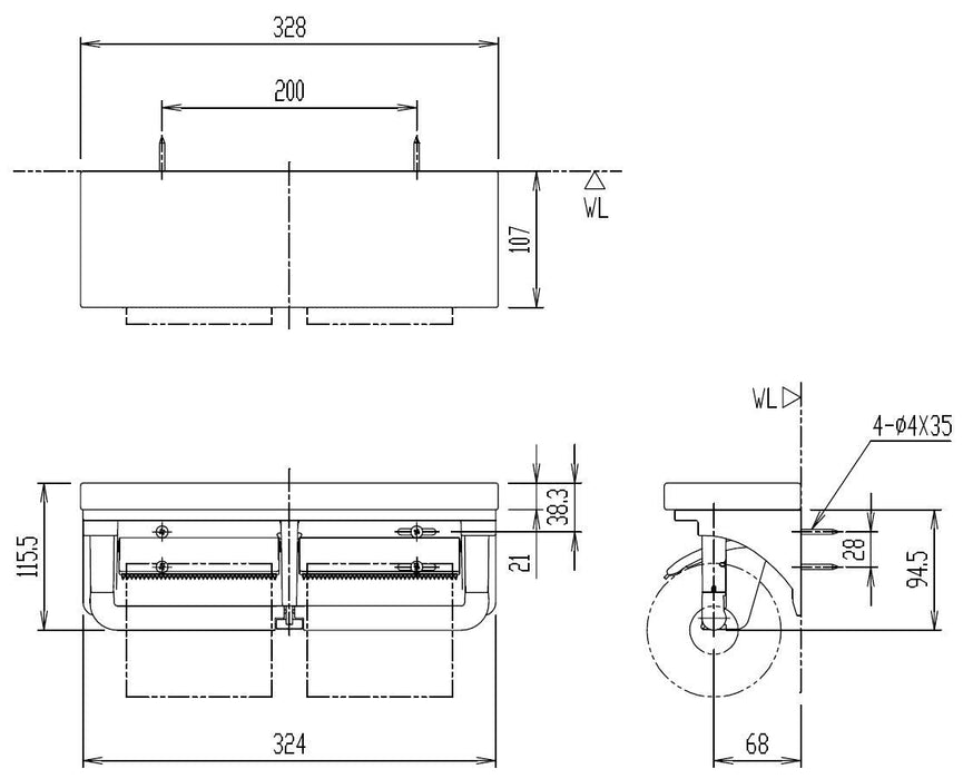 Lixil Inax 双层卷纸滚筒带架子 - Kurie Pail CF-AA64KU/LP