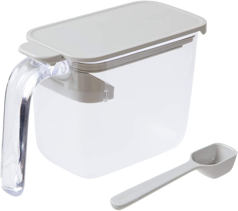 Marna Gray Seasoning Pot with Spoon - Moisture Prevention Container for Salt and Sugar