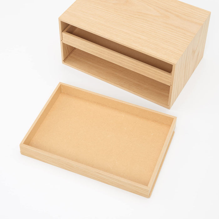 Mujirushi Ryohin Wooden Tray Storage with 2 Drawers - 25.2X17X12.6Cm