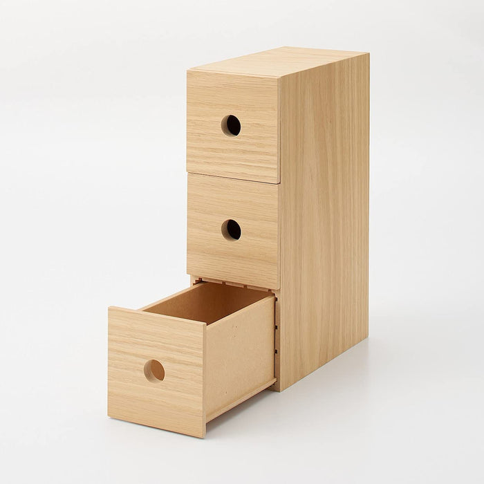 Compact 3 Tier Wooden Storage by Mujirushi Ryohin - 8.4X17X25.2Cm | 82603323