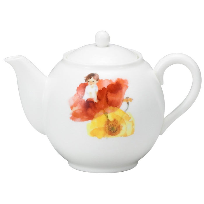 Narumi Chihiro Iwasaki Tea Pot - Poppy Flower Design - 330Cc Capacity - Made in Japan - Red