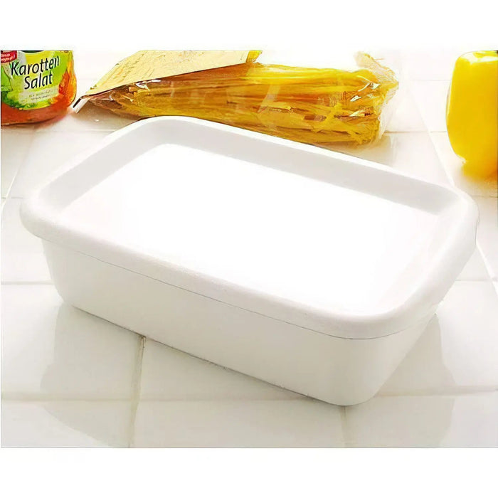 Noda Horo Enamel Rectangle Deep Food Containers with Lid - Medium Size