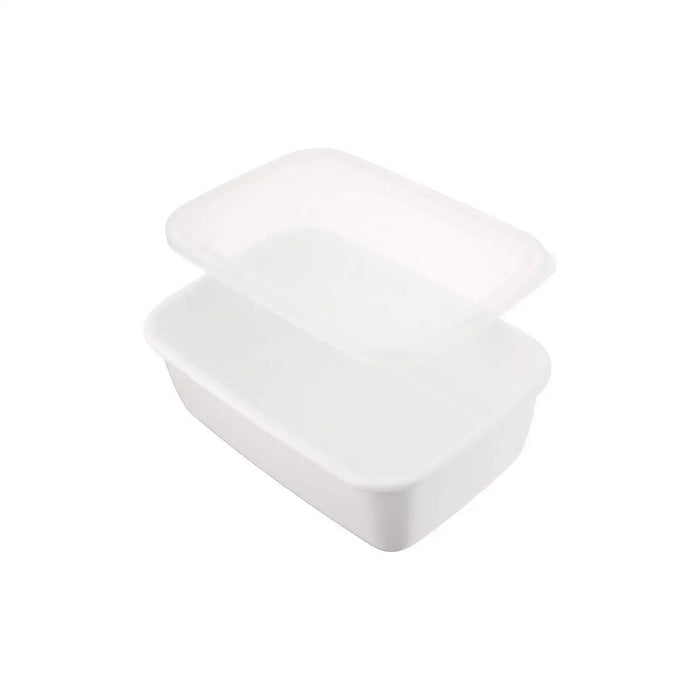 Noda Horo White Enamel Rectangle Deep Food Containers - Medium Size