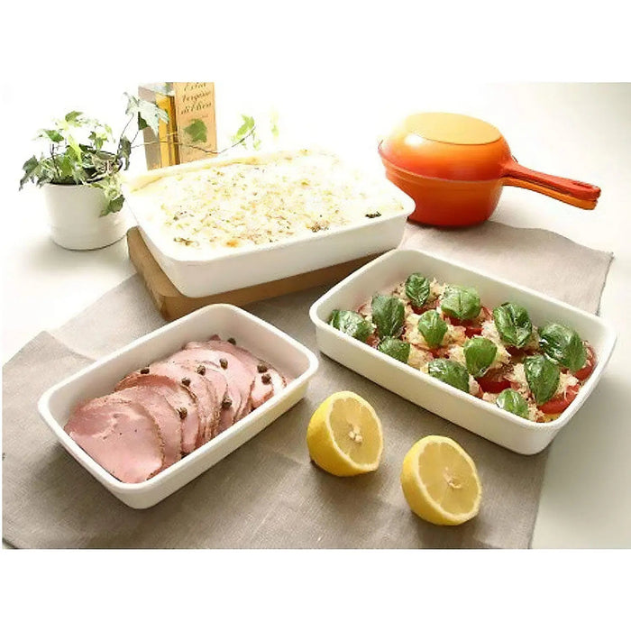 Noda Horo Enamel Rectangle Deep Food Containers - Sealed Lid for Fresh Storage