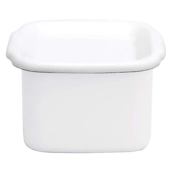 Noda Horo Enamel Square Food Containers with Lid - White Series