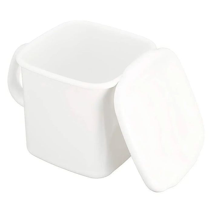 Noda Horo Enamel Square Food Containers - 1.2L Capacity with Handle and Lid