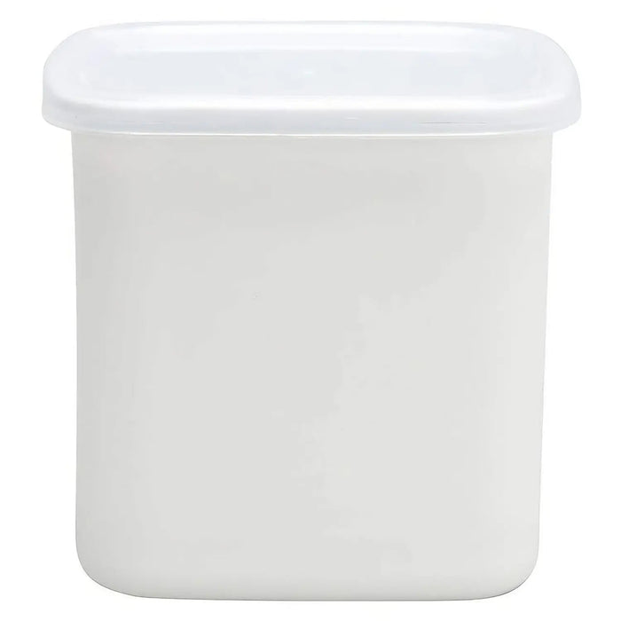 Premium Enamel Square Food Containers With Lid - Noda Horo White Series