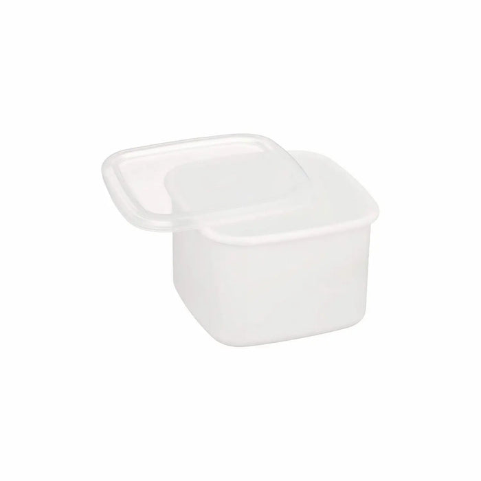 Premium Enamel Square Food Containers With Lid - Noda Horo White Series