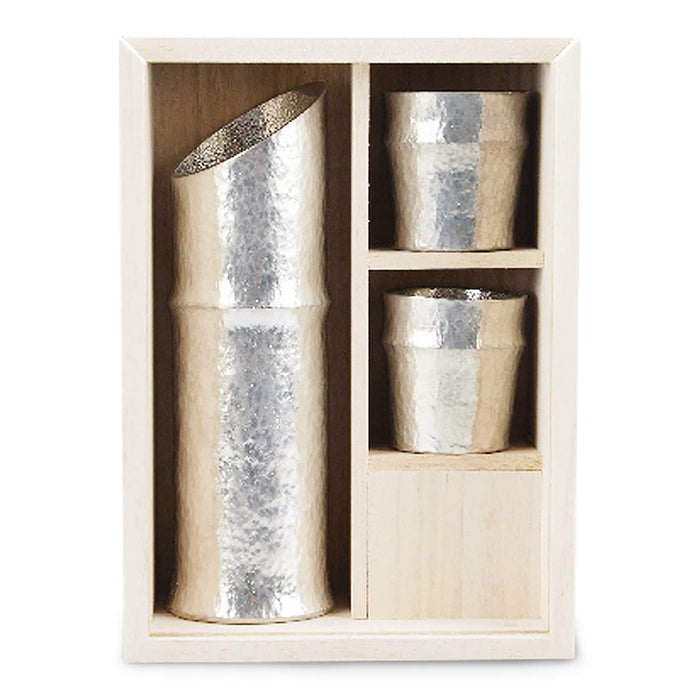 Able To Do Bamboo Sake Set - Japanese Katakuchi & Guinomi - 100% Tin Paulownia Box