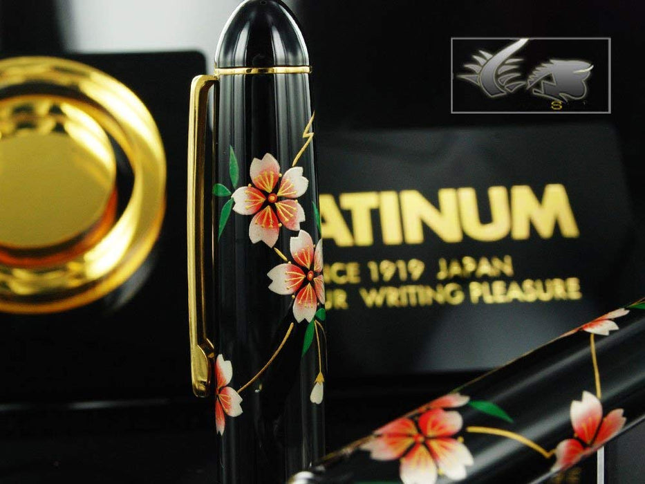 Platinum Fountain Pen #3776 Kagahira Maki-E Sakura Fine Point Japan