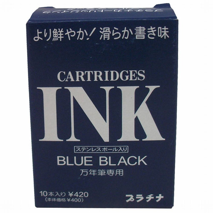 Platinum Fountain Pen Ink - Japan Blue Black, 10 Cartridges