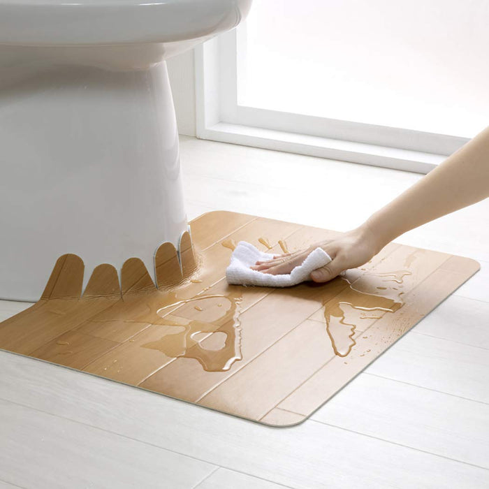 Sanko Mitsuba Kv-15 Non-Slip Toilet Mat - Wood Beige, 55X43Cm - Stain Prevention, Easy to Clean