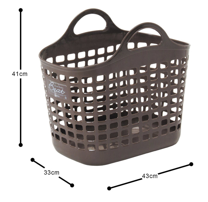 Sanko Plastic Laundry Basket No.1 - Brown, Made in Japan