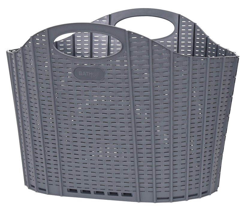 Seiei Gray Rattan Style Laundry Basket - Compact Storage 55X38X39Cm