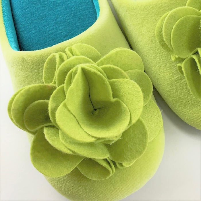 Senko Japan Green Rose Slippers with Memory Foam Sole - Size 24.5cm