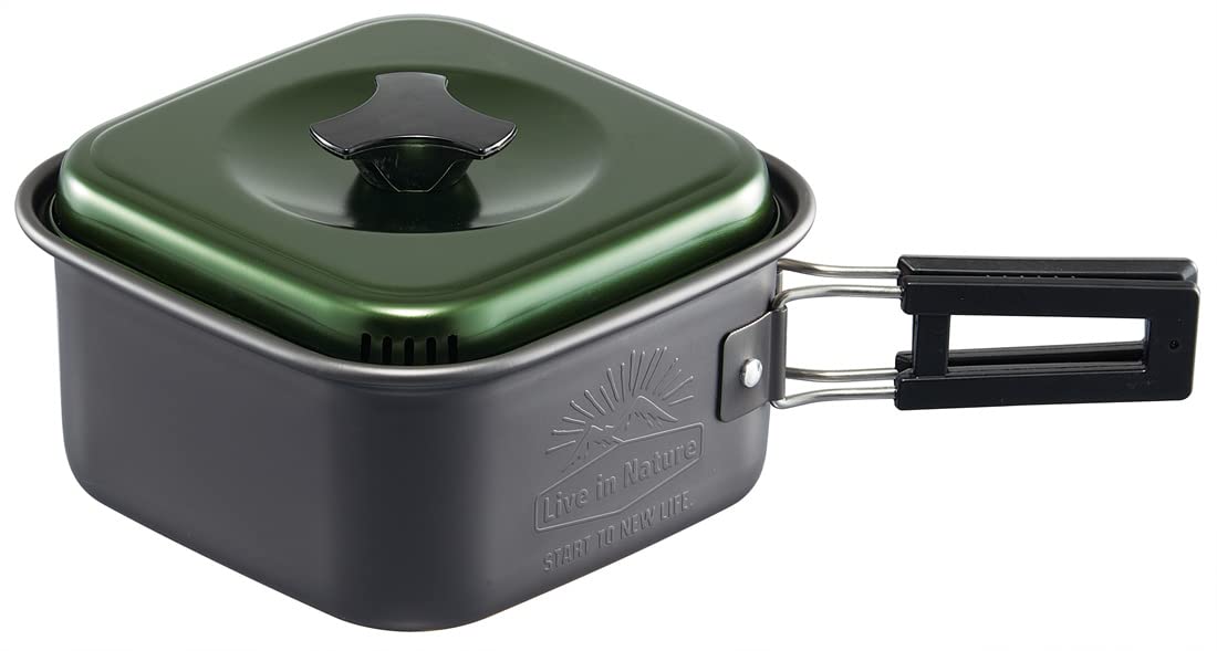 Skater Aluminum Square Pot Ramen Cooker 1.2L Anc1-A Green Outdoor Camping