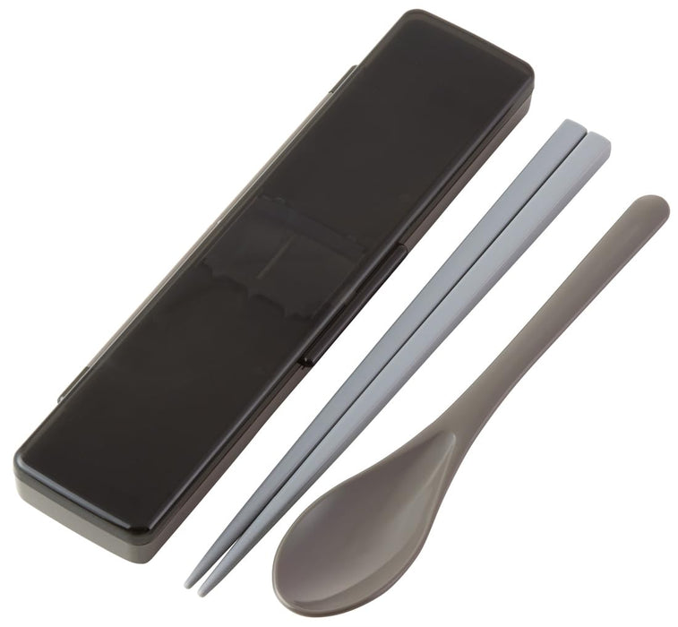 Skater CCS45SAAG-A 21cm Antibac Chopsticks & Spoon Set Charcoal Gray