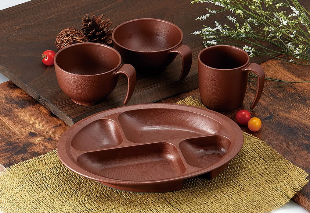 Skater Wood Grain Soup Bowl 330ml Brown Japan NBL2