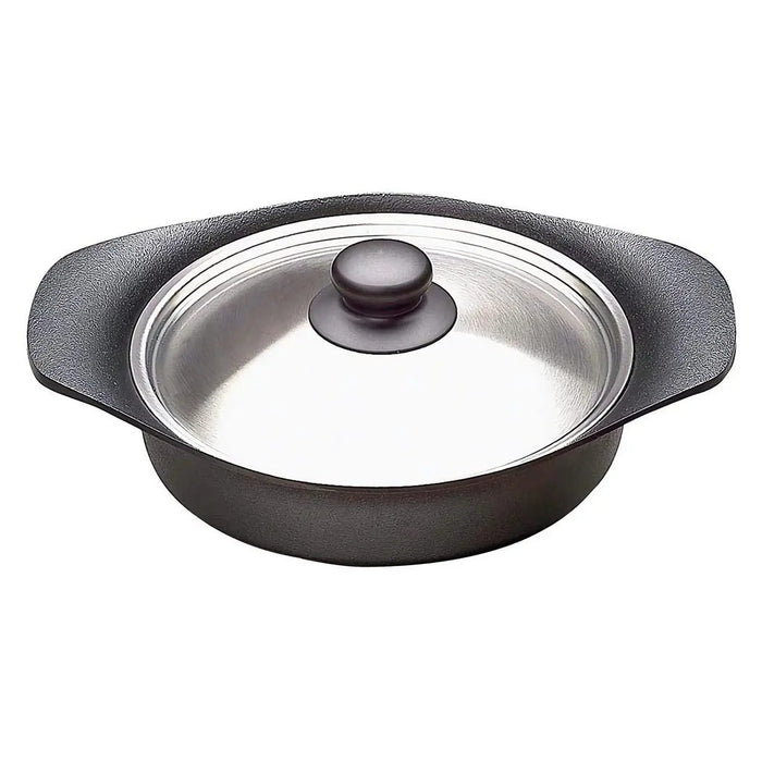 Nihon Yoshokki 22Cm Cast Iron Induction Shallow Casserole with Stainless Steel Lid