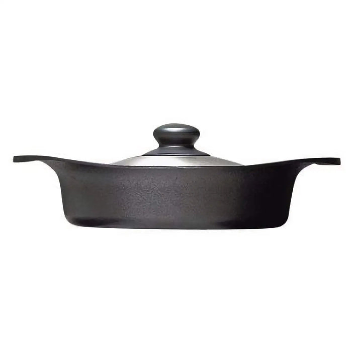 Nihon Yoshokki 22Cm Cast Iron Induction Shallow Casserole with Stainless Steel Lid