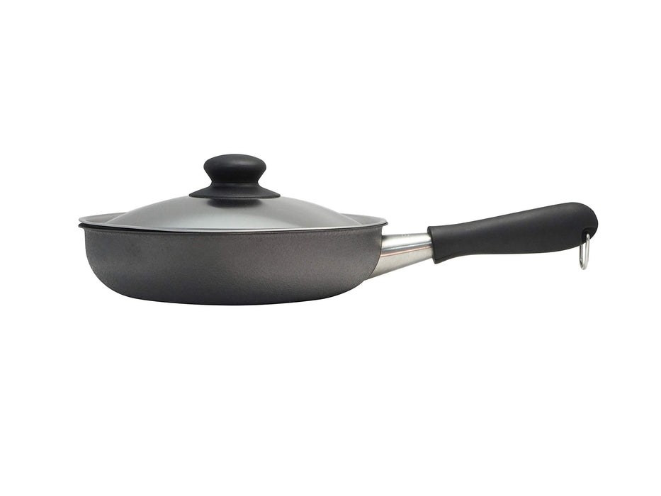 Sori Yanagi Japan Iron Frying Pan 22Cm with Lid - IH Compatible, Double Fiber Line, Nitriding