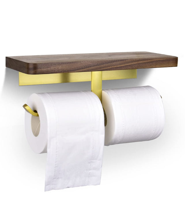 Excellence Club Walnut Wood Toilet Paper Holder - Stylish Wall Hanging, No Drilling, 5Kg Load