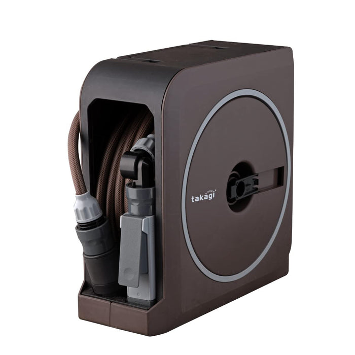 Takagi Nano Next 20M Brown Hose Reel - User-Friendly Garden Essential