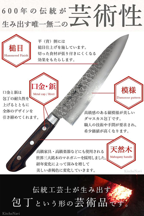 Takayuki Sakai Damascus Santoku Knife 180mm VG10 Aoki Kitchenavi M18003