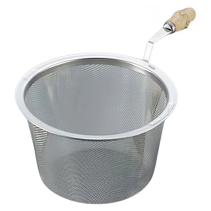 Premium Bamboo Handled Stainless Steel Tea Strainer - 86-90mm