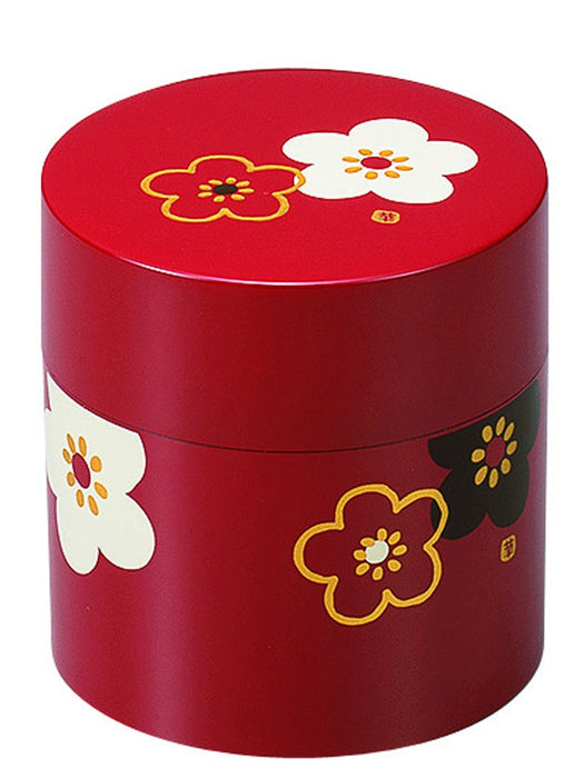 Tatsumiya Small Flower Pattern Tea Canister - Plum Vermilion