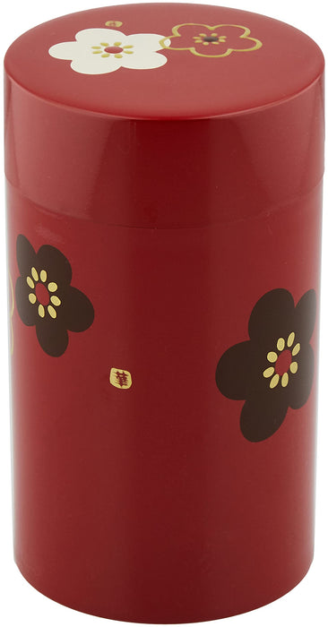 Tatsumiya Large Flower Plum Vermilion Tea Canister - Authentic Japanese Design