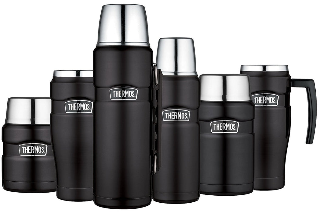 Thermos Stainless King 0.45L 食品罐 - 哑光黑色，附折叠勺