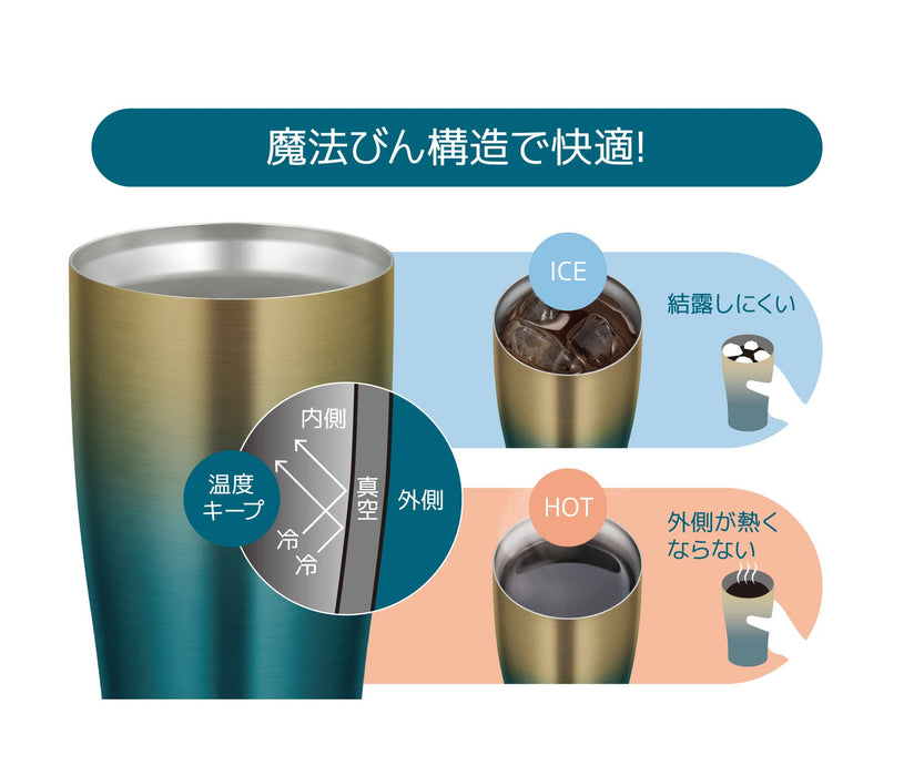 Thermos 日本 420 毫升蓝金真空隔热杯