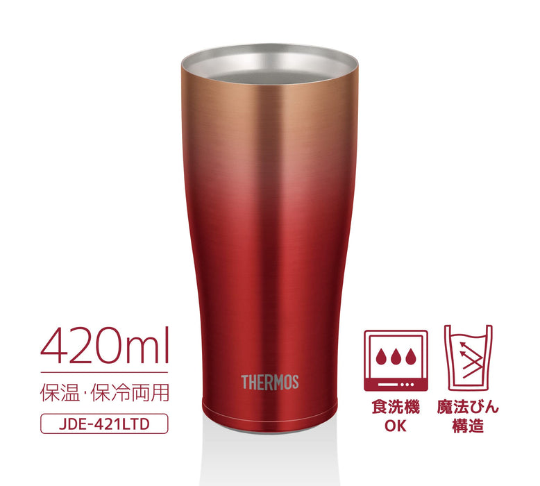 Thermos Japan 420ml 紅金真空保溫杯 - JDE-421Ltd RGD