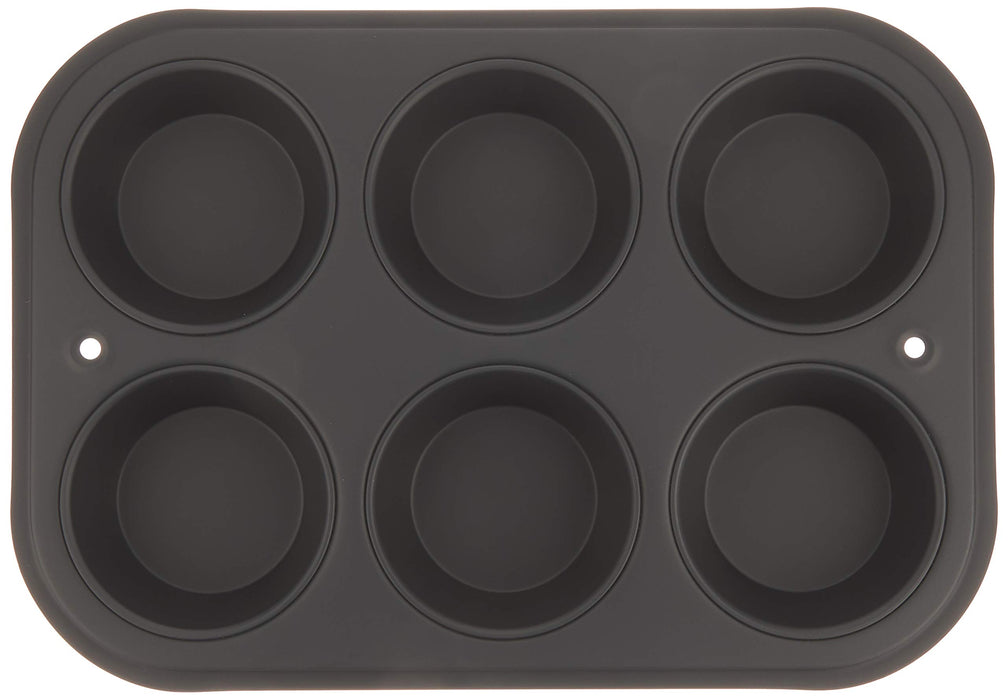 Tiger Crown 6P Black Steel Muffin Pan with Silicone Resin Coating - Heat Resistant up to 250°