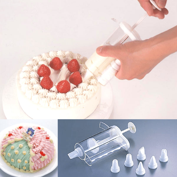 Tigercrown Clear Icing Syringe with 7 Nozzles - Japan's Top Choice