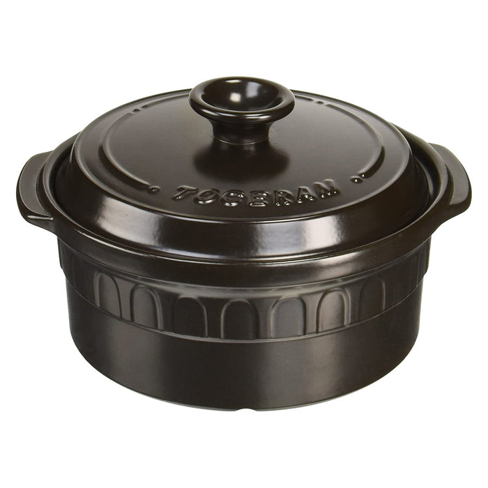 Tohi Ceramics 22Cm Heat-Resistant Casserole Pot - Charcoal Brown Japan