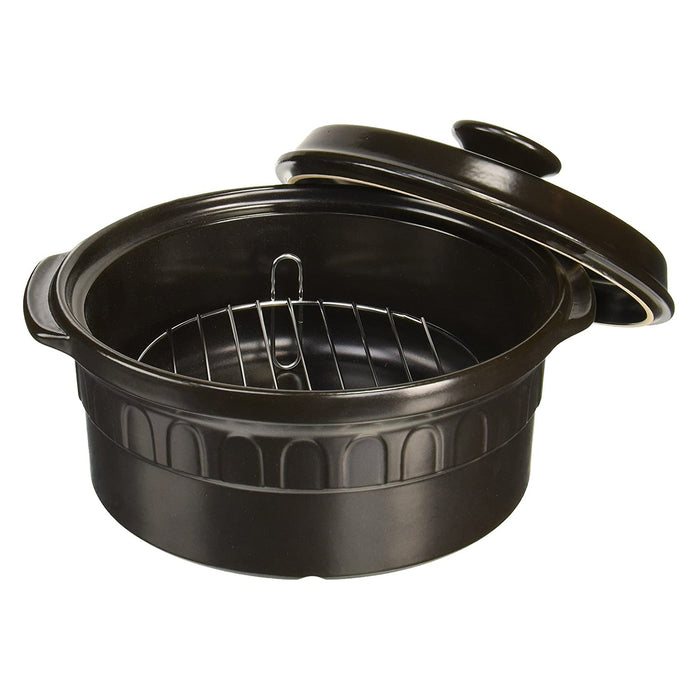 Tohi Ceramics 22Cm Heat-Resistant Casserole Pot - Charcoal Brown Japan