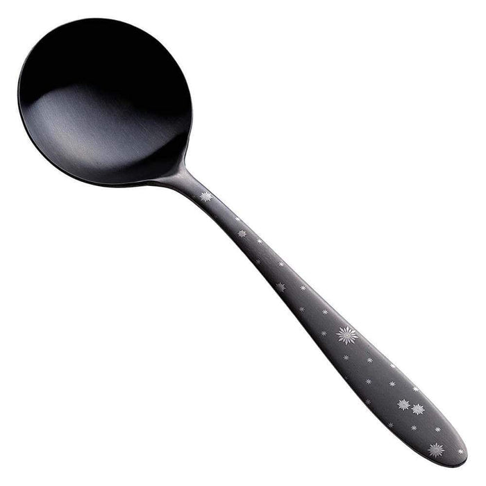 Premium Japanese Made Black Crystal Pattern Bouillon Spoon - Todai Rikyu