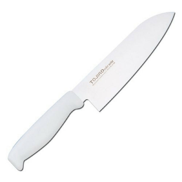 Tojiro White Color MV Santoku Knife with Elastomer Handle