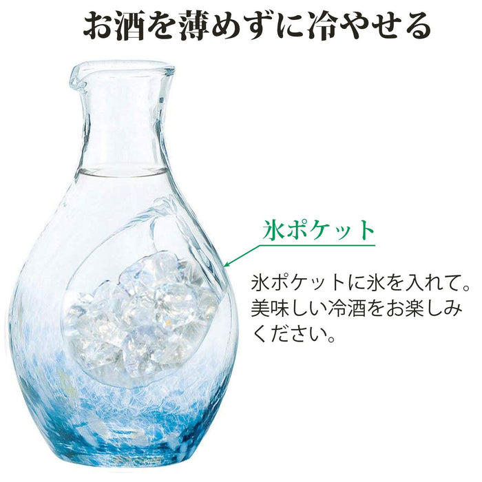 Toyo Sasaki 玻璃冷清酒套裝 - 日本藍色玻璃水瓶 3 件裝