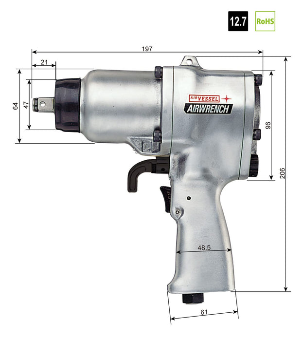 Vessel GT-P14J Air Impact Wrench Single Hammer