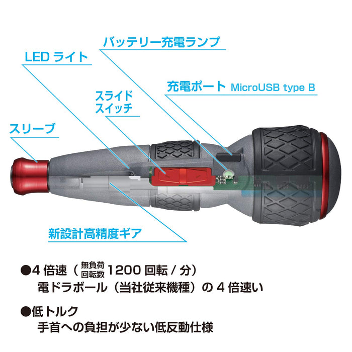 Vessel Electric Ball Grip Driver 220USB-S1 1 Bit High Speed Low Recoil