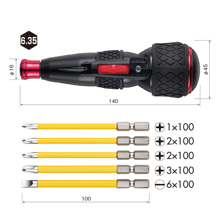 Vessel Electric Ball Grip Driver 5 Bits 220USB-5