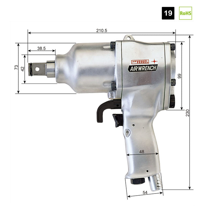 Vessel GT-2000PF Lightweight Air Impact Wrench